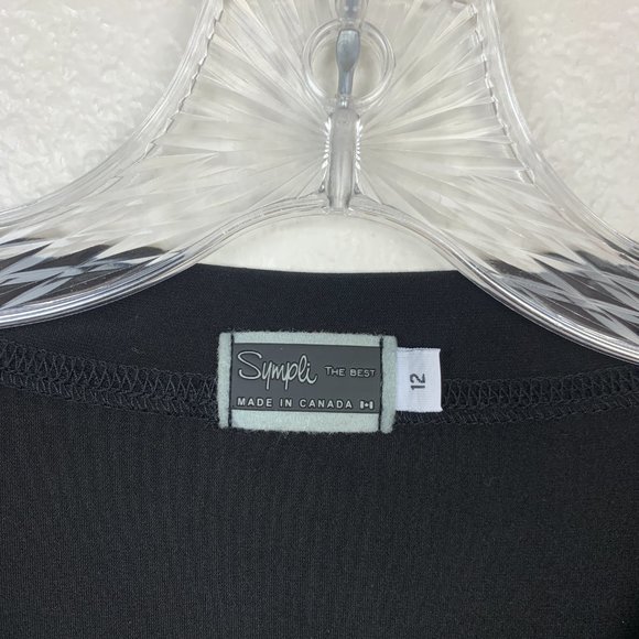 Sympli Size 12 Asymmetrical Hemline Tunic Top Draped Black Long Sleeve V Neck - Picture 4 of 11